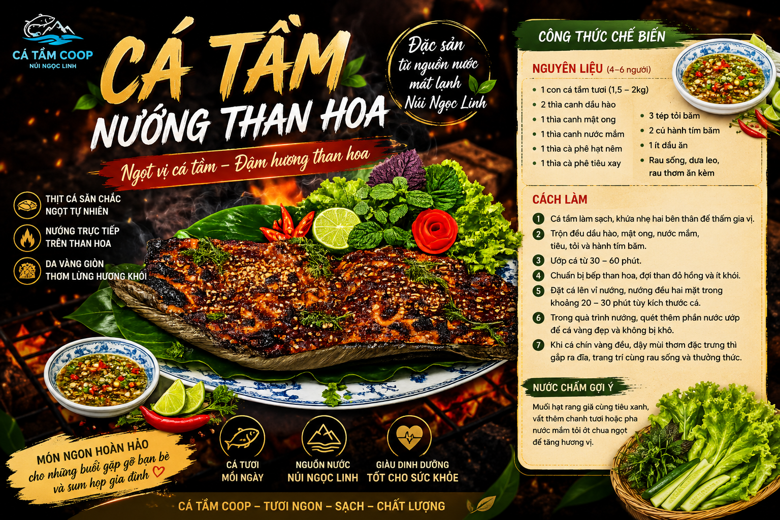 cá tầm nướng than hoa